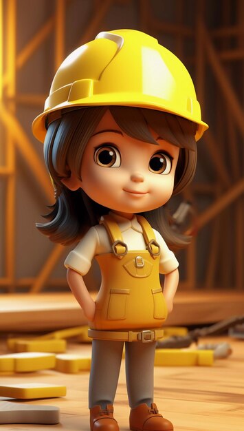 Photo girl builder in a yellow helmet ai generated