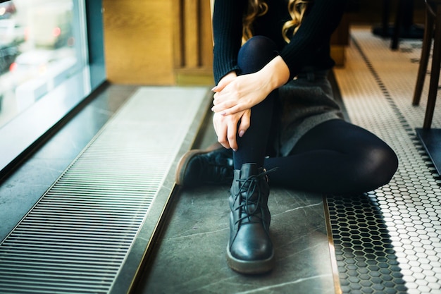 A girl in a cafe