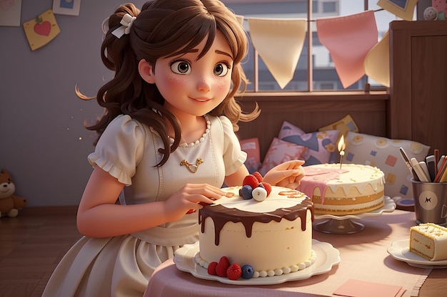 Girl and cake