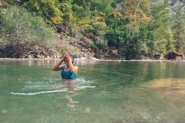 Girl in canyon in Turkey