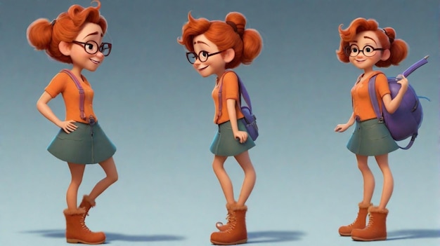 Photo a girl cartoon character