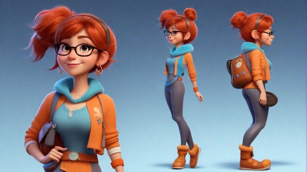 Photo a girl cartoon character