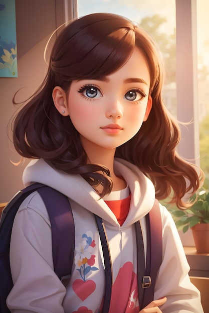 a girl cartoon portrait generated by ai