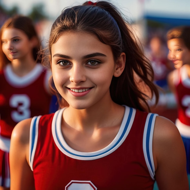 Foto ragazza cheerleader sorridente