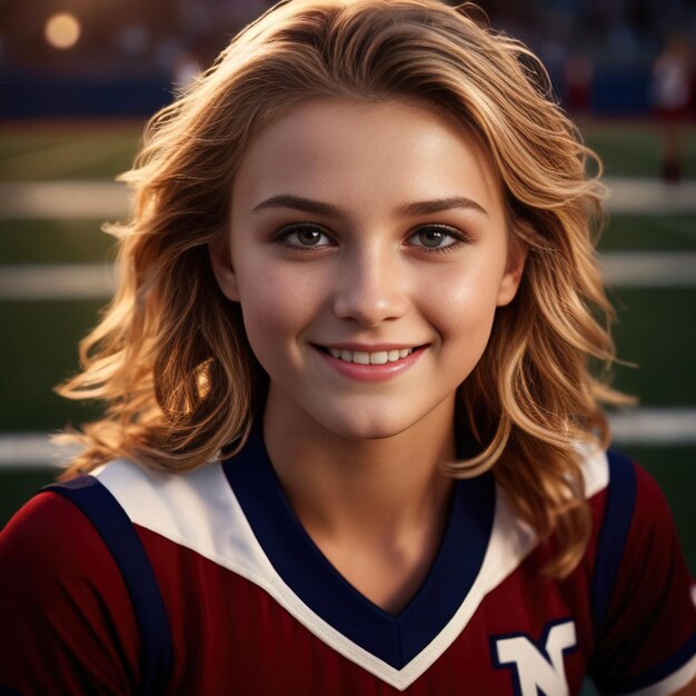 Photo girl cheerleader smiling