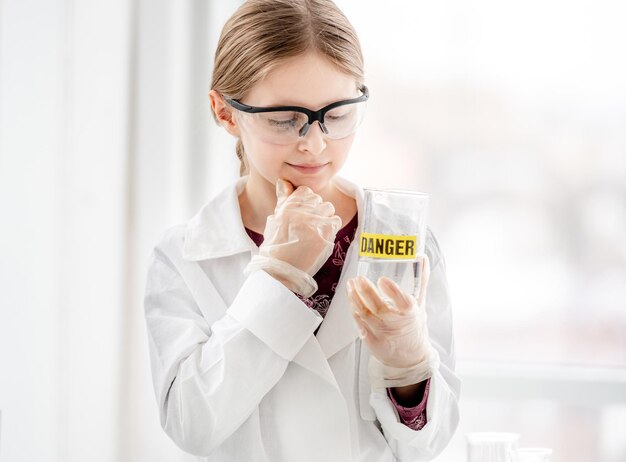 Girl on chemistry lesson