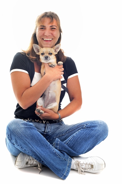 Girl and chihuahua