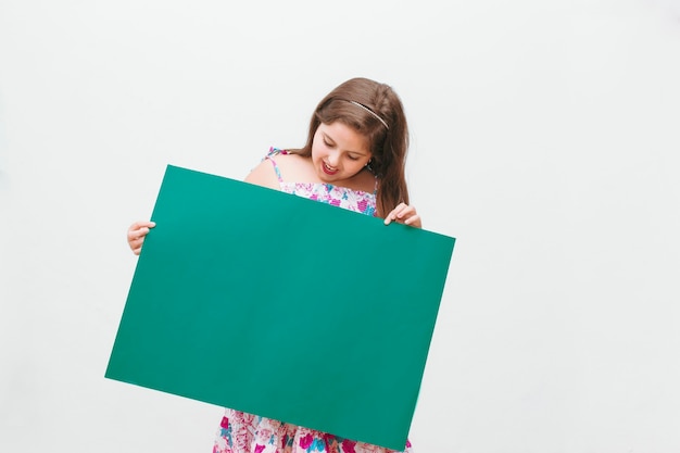 Girl child safety green poster, white background