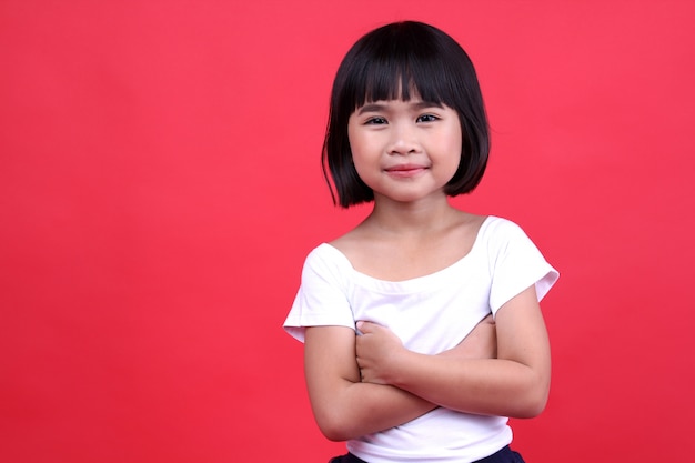 girl child Smiling happily in the studio.