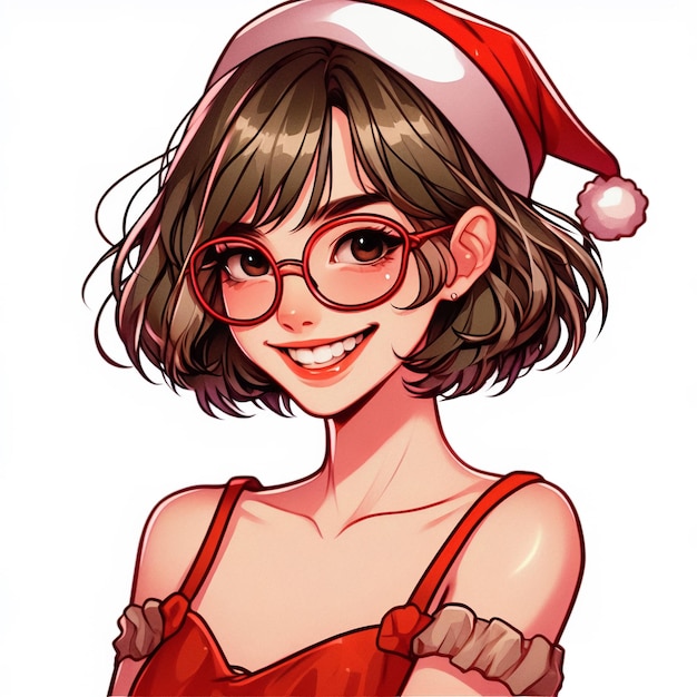 a girl in christmas costumes Illustration