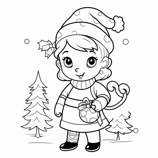 a girl in a christmas hat holding a teddy bear generative ai