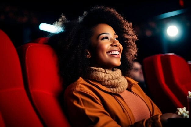 girl at the cinema eating popcorn