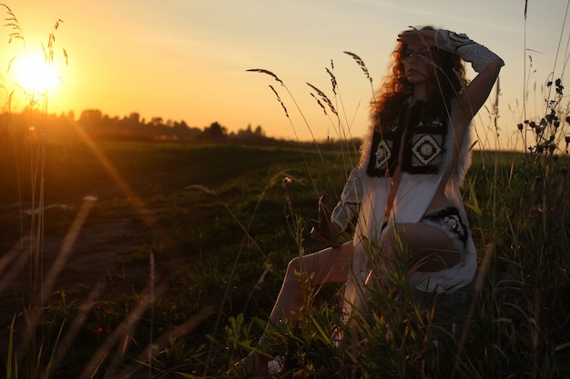 Girl clothes amazon nature sunset