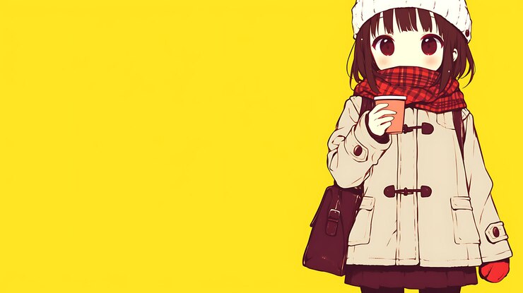 Photo a girl in a coat with a red scarf and a white hat