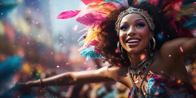 A girl during a colorful carnival Generative Ai