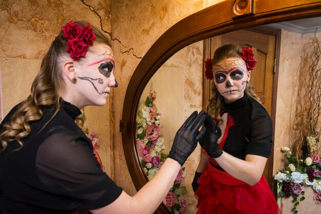 Girl in costume for Halloween. 