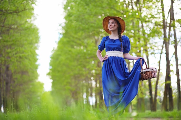 Girl in the countryside in the evening