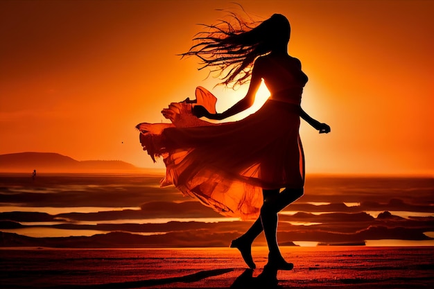 Girl dancing on the beach