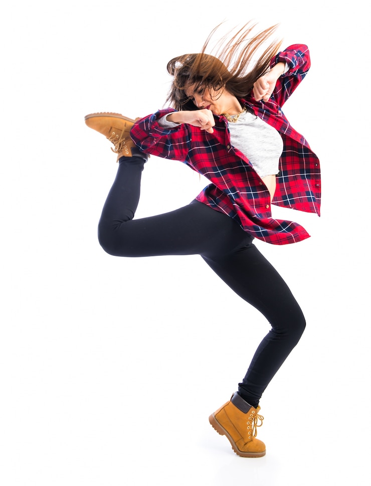 Photo girl dancing street dance