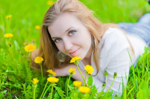 Girl on dandelion