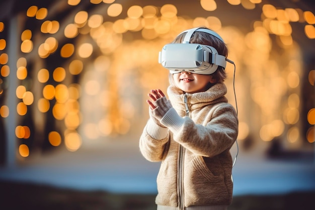 A girl debuts her new virtual reality glasses for school