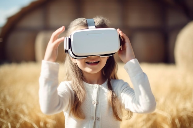 A girl debuts her new virtual reality glasses for school
