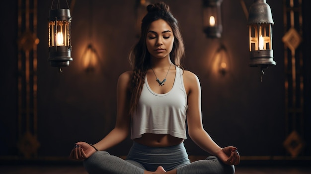 Foto la ragazza fa yoga.