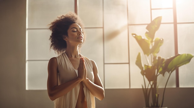 Foto la ragazza fa yoga.