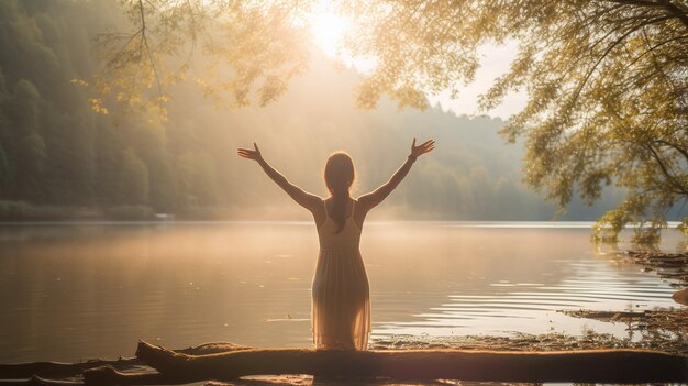 Foto la ragazza fa yoga.