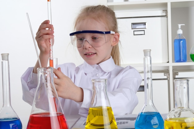 Girl doing experiments in the laboratory