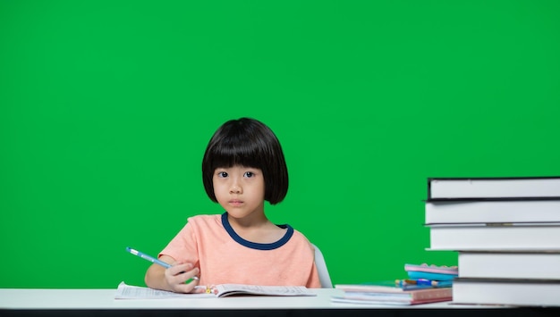 girl doing homework kid writing paper education concept back school 41969 7934