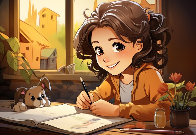 Girl doing homework