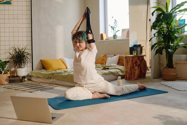 Girl Doing Pigeon At Home