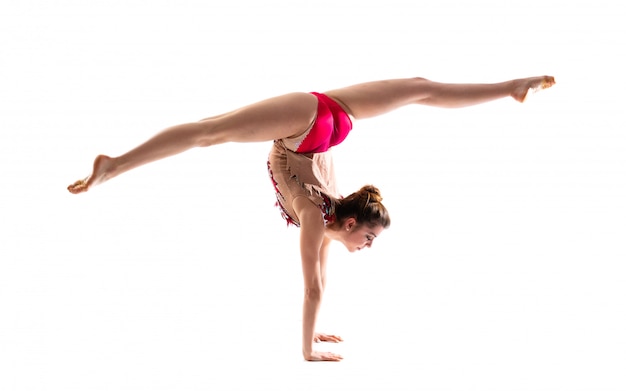 Girl doing rhythmic gymnastics