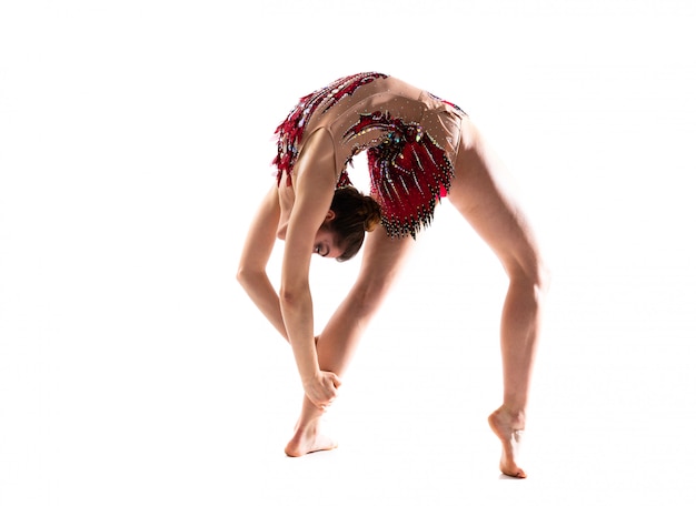 Girl doing rhythmic gymnastics