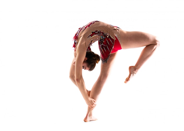 Girl doing rhythmic gymnastics