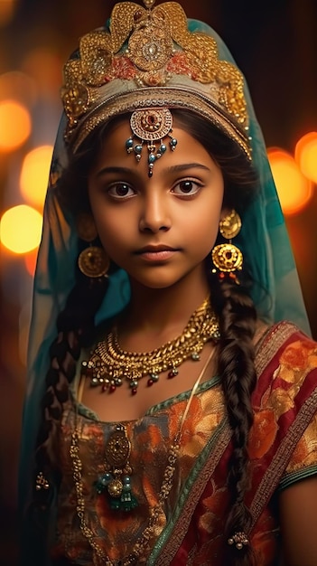 Photo girl dressed in ethnic garb