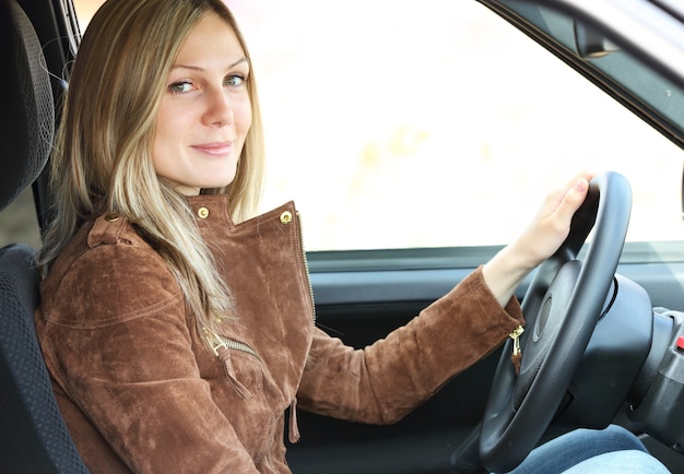 Girl driving a car