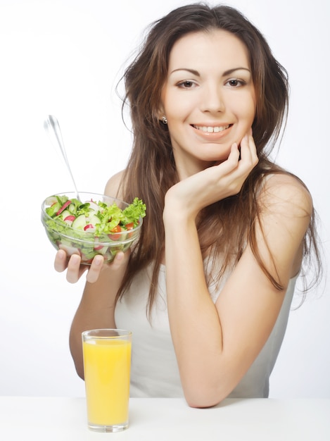 Girl eating healthy food