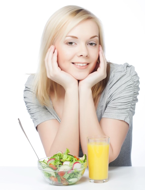 Girl eating healthy food