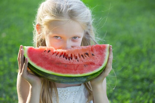 Girl eating watermelon