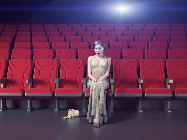 Girl in an empty cinema