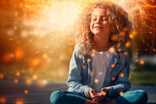 Photo a girl engaging in therapeutic activities surrounded by positivity