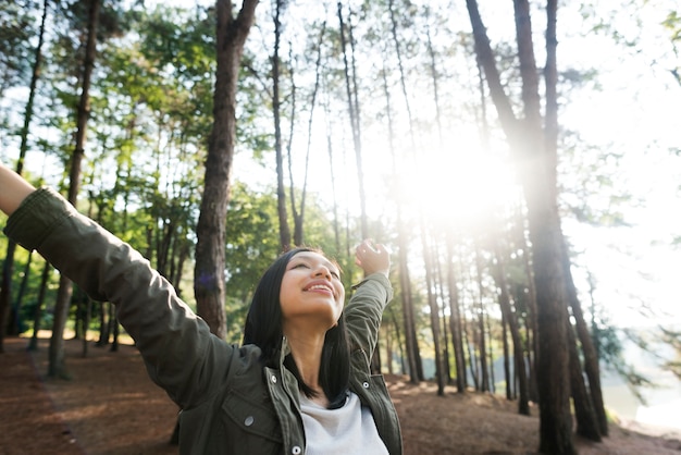 Girl Enjoying Freedom Outdoors Concept