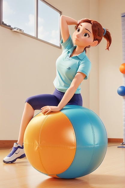 Photo a girl on an exercise ball