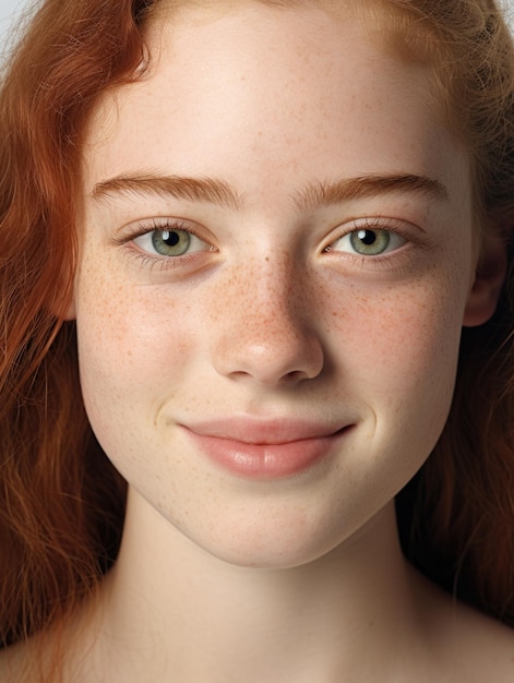 girl face with detailed skin texture