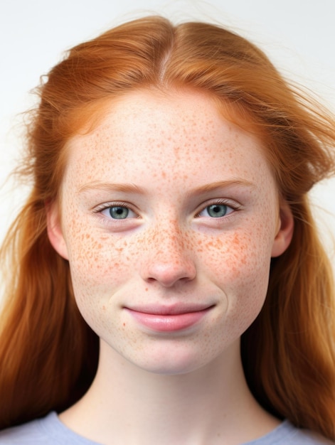 Photo girl face with detailed skin texture