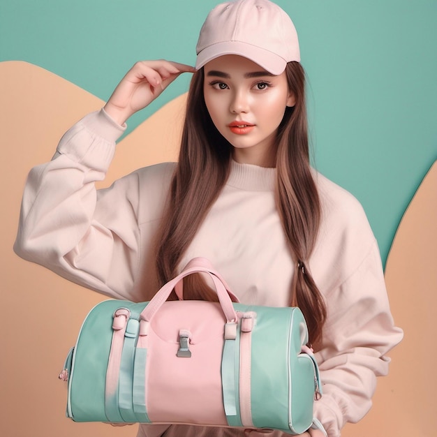 Premium AI Image | A Girl fashion photography with bag