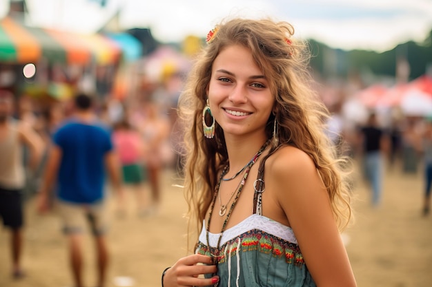 Premium AI Image | A girl at the festival