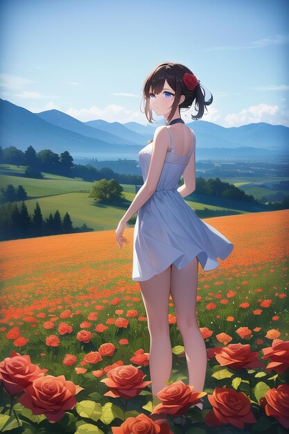 A girl in a field of poppies